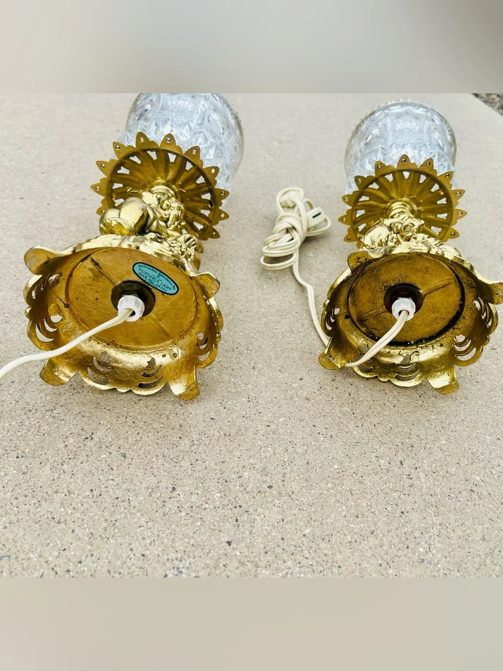 Rare Pair of Vintage L&L WMC Cherub Lamps - Hollywood Regency - Picture 7 of 8